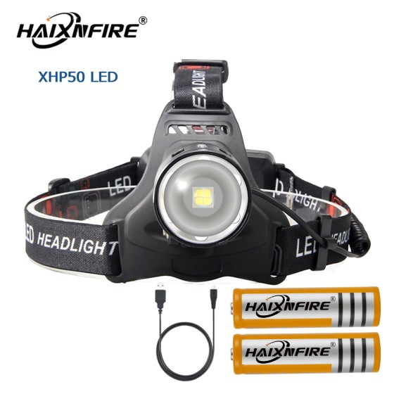 Haixnfire HP36 outdoor camping headlight fishing headlight 4000 lumens zoom light waterproof head flashlight 18650 lithium battery rechargeable light